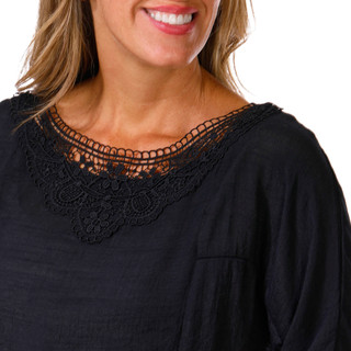 Thumbnail 3: ZAC AND RACHEL Zac and Rachel 3/4 Sleeve Slub Lace Trim Top 
