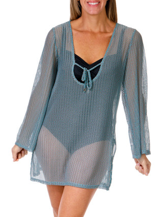 Thumbnail 1: Dotti Womens Long Sleeve Can Can Tunic Swim Cover-Up 