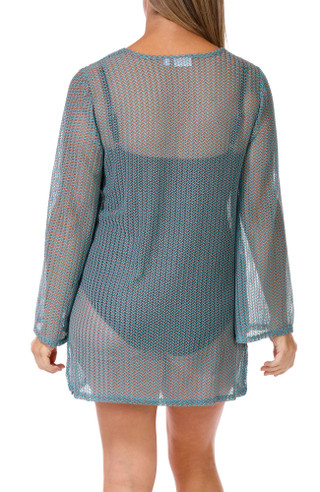 Thumbnail 2: Dotti Womens Long Sleeve Can Can Tunic Swim Cover-Up 