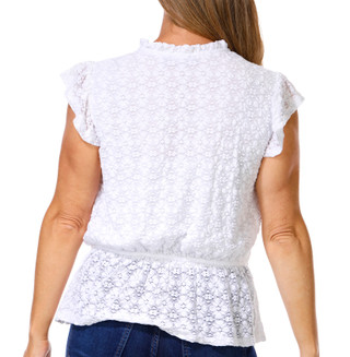 Thumbnail 3: BADGLEY MISCHKA Badgley Mischka Womens Short Sleeve Lace Tie Front Top 