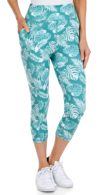 Thumbnail 1: Brisas Brisas Womens Active Airy Palms Capri Leggings 