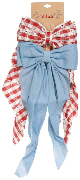 Thumbnail 1: Celebrate Noir 2 Pc Americana Hair Clip Bows 