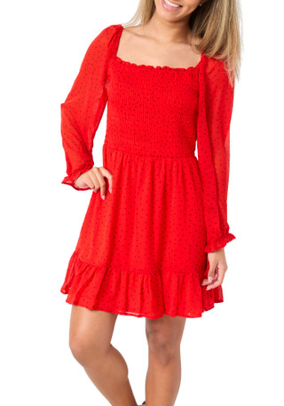 Thumbnail 3: As U Wish AS U WISH Juniors Smocked Ruffle Mini Hearts Dress 