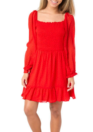 Thumbnail 1: As U Wish AS U WISH Juniors Smocked Ruffle Mini Hearts Dress 