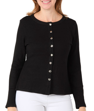 Thumbnail 1: Cyrus Cyrus Womens Long Sleeve Waffle Button Front Cardigan 