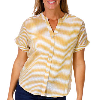 Thumbnail 1: LIV LOS ANGELES Liv Los Angeles Petite Short Sleeve Seersucker Stripe Top 