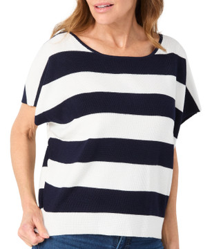 Thumbnail 2: Cyrus Cyrus Womens Short Sleeve Waffle Knit Striped Sweater 