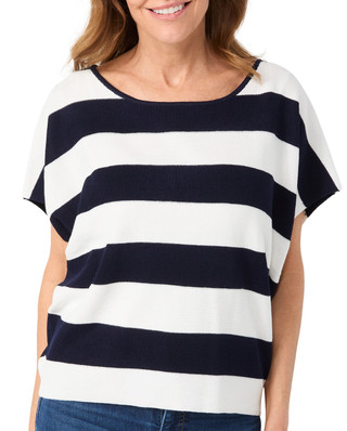 Thumbnail 1: Cyrus Cyrus Womens Short Sleeve Waffle Knit Striped Sweater 