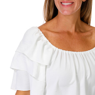 Thumbnail 2: Chenault Chenault Petite Short 3 Tier Flutter Sleeve Airwash Top 
