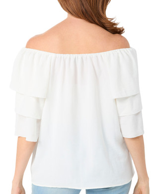 Thumbnail 3: Chenault Chenault Petite Short 3 Tier Flutter Sleeve Airwash Top 