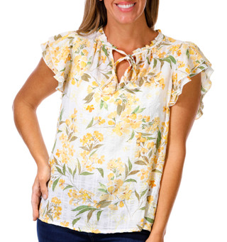 Thumbnail 1: Chenault Chenault Womens Short Sleeve Flutter Bubble Peasant Top 