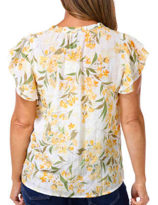 Thumbnail 2: Chenault Chenault Womens Short Sleeve Flutter Bubble Peasant Top 