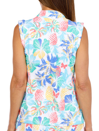 Thumbnail 2: Coral Bay Golf Coral Bay Golf Petite Sleeveless Mock 1/4 Zip Print Top 
