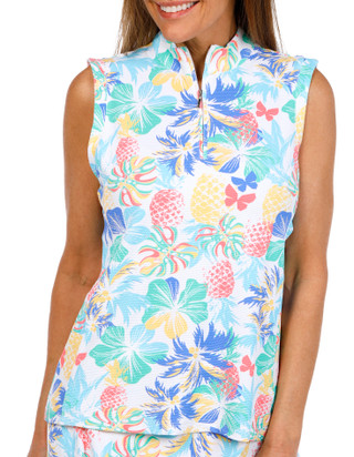 Thumbnail 1: Coral Bay Golf Coral Bay Golf Petite Sleeveless Mock 1/4 Zip Print Top 