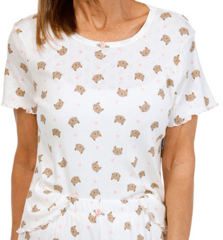 Thumbnail 2: POPPY & CLAY Poppy & Clay Women 2 Pc Heart Cat Pointelle Pajama Pant Set 
