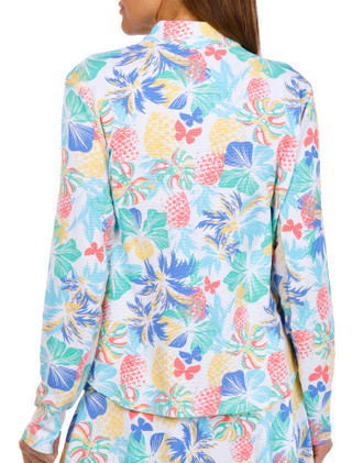Thumbnail 3: Coral Bay Golf Coral Bay Golf Petite Active 1/4 Zip Pineapple Palm Jacket 