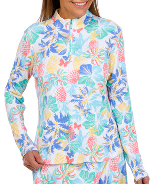Thumbnail 1: Coral Bay Golf Coral Bay Golf Petite Active 1/4 Zip Pineapple Palm Jacket 