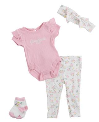 Thumbnail 1: Baby Essentials Baby Essentias Baby Girls 4 Pc Grandma's Girl Bodysuit Set 
