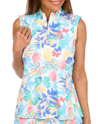 Thumbnail 1: Coral Bay Golf Coral Bay Golf Womens Sleeveless Mock 1/4 Zip Print Top 