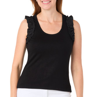 Thumbnail 1: Cyrus Cyrus Womens Sleeveless Ruffle Trim Scoop Tank 
