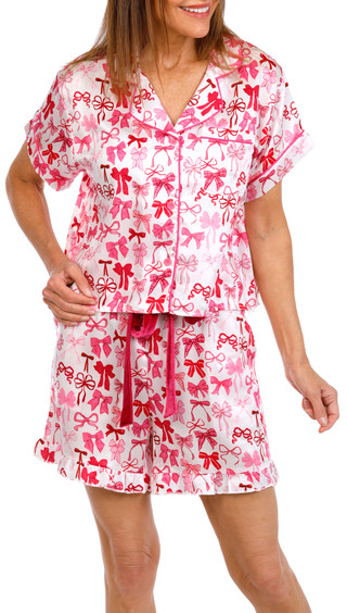 Thumbnail 1: SIMPLY SOUTHERN Simply Southern Womens 2 Pc Satin Bow Print Pajamas 
