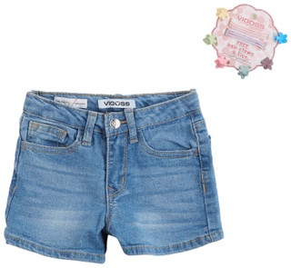 Thumbnail 1: Vigoss Vigoss Little Girls Denim Shorts with Hair Clips & Ties 