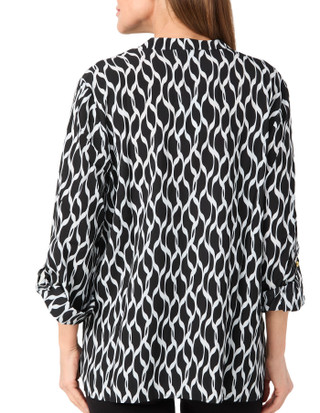 Thumbnail 2: Floral & Ivy Floral & Ivy Womens 3/4 Roll Sleeve Split Neck Button Top 