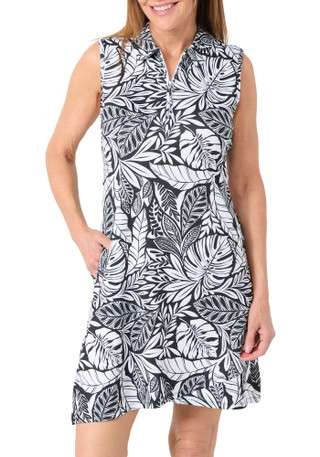 Thumbnail 1: Coral Bay Golf Coral Bay Golf Womens Sleeveless 1/4 Zip Palm Print Dress 