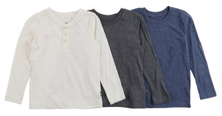 Thumbnail 1: Lee Lee Little Boys 3 Pk Long Sleeve Quarter Buttoned Shirt Set 