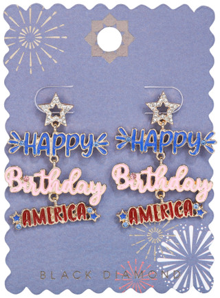 Thumbnail 1: Black Diamond Black Diamond Americana Happy Birthday America Drop Earrings 