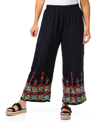Thumbnail 1: LIV LOS ANGELES Liv Los Angeles Womens Embroidered Trim Flowy Pants 