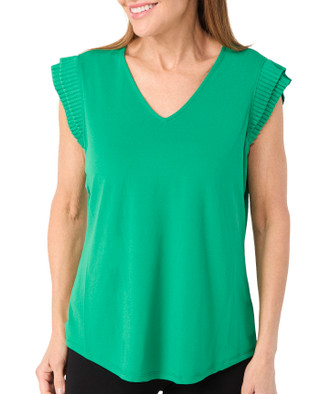 Thumbnail 1: Adrianna Papell Adrianna Papell Womens Short Double Pleated Sleeve Top 