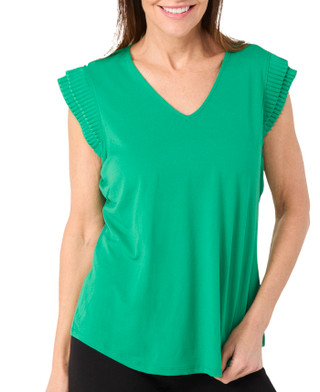 Thumbnail 2: Adrianna Papell Adrianna Papell Womens Short Double Pleated Sleeve Top 