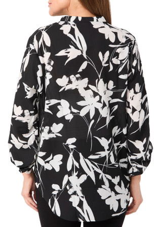 Thumbnail 3: Floral & Ivy Floral & Ivy Womens 3/4 Roll Sleeve Split Neck Floral Top 