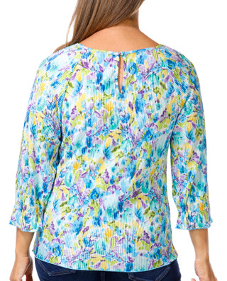 Thumbnail 2: Floral & Ivy Floral & Ivy Womens 3/4 Sleeve Pleated Print Top 