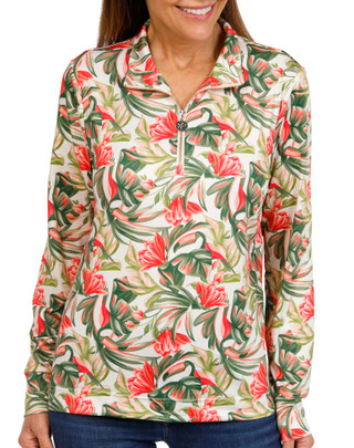 Thumbnail 1: Stella Parker Stella Parker Womens Kennedy Long Sleeve 1/4 Zip Print Top 