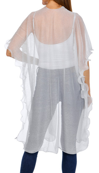 Thumbnail 3: Jessica McClintock Jessica McClintock Womens Metallic Lettuce Trim Kimono 