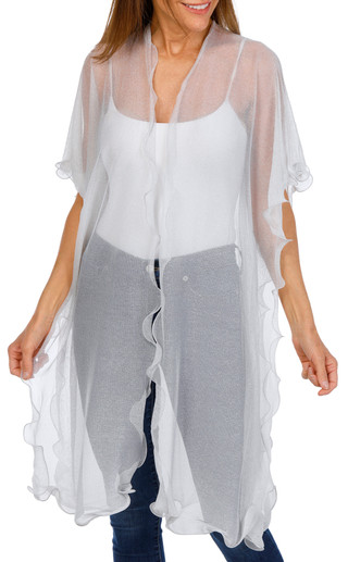 Thumbnail 1: Jessica McClintock Jessica McClintock Womens Metallic Lettuce Trim Kimono 