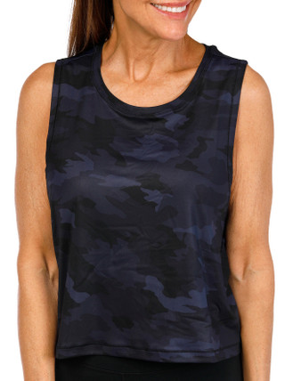 Thumbnail 1: 90 DEGREE BY REFLEX 90 Degree By Reflex Womens Air Lux Camo Crop Muscle Tank 