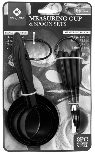 Thumbnail 1: GOURMET KITCHEN Gourmet Kitchen Stainless Steel Measuring Cup Spoon Set 