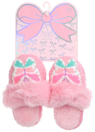 Thumbnail 1: OMG Accessories OMG Accessories Girls Pearl Butterfly Plush Slippers 