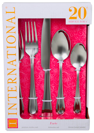 Thumbnail 1: International International 20 Pc Forte Stainless Steel Flatware Set 