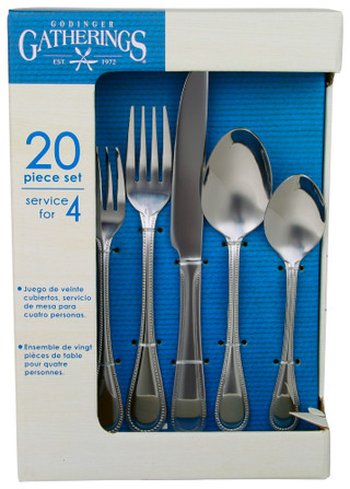 Thumbnail 1: Godinger Godinger 20 Pc Beaded Stainless Steel Flatware Set 