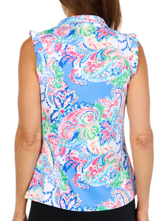 Thumbnail 2: GOTTEX Gottex Womens Active Sleeveless Ruffle Polo Tank Top 