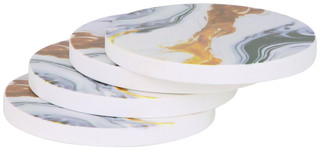 Thumbnail 2: CASANERO Casa Nero 4 Pk Faux Marble Coasters 