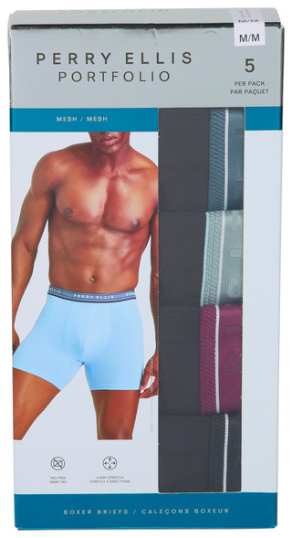 Thumbnail 1: Perry Ellis Perry Ellis Mens 5 Pk 9010 Mesh Boxer Briefs 