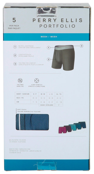 Thumbnail 2: Perry Ellis Perry Ellis Mens 5 Pk 9010 Mesh Boxer Briefs 