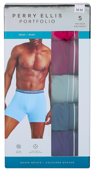 Thumbnail 1: Perry Ellis Perry Ellis Mens 5 Pk 9010 Mesh Boxer Briefs 