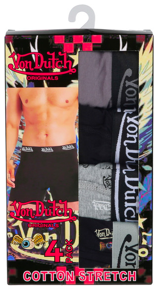 Thumbnail 1: Von Dutch Von Dutch Mens 4 Pk Cotton Stretch Boxer Briefs 