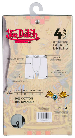 Thumbnail 2: Von Dutch Von Dutch Mens 4 Pk Cotton Stretch Boxer Briefs 